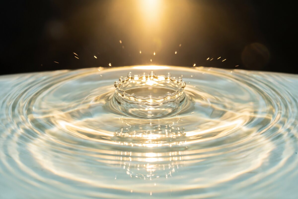 Goccia d’acqua che forma cerchi nella luce